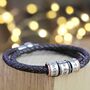 Men's Leather And Silver Story Bracelet, thumbnail 1 of 12