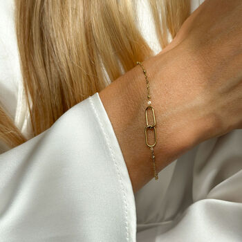 Two Interlocking Rings Bracelet With Birthstone, 2 of 8