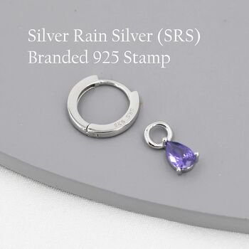 Amethyst Purple Cz Droplet Hoop Earrings, 4 of 12
