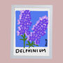 July Delphinium Birth Flower Print, thumbnail 4 of 5