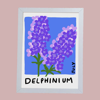 July Delphinium Birth Flower Print, 4 of 5