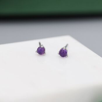 Natural Purple Amethyst Stud Earrings, 2 of 10