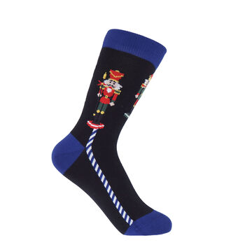 Nutcracker Black And Leaf Navy Women's Socks Bundle, 3 of 4