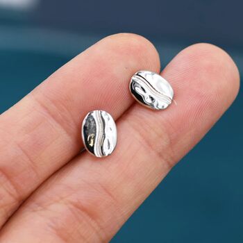 Coffee Bean Stud Earrings In Sterling Silver, 2 of 10