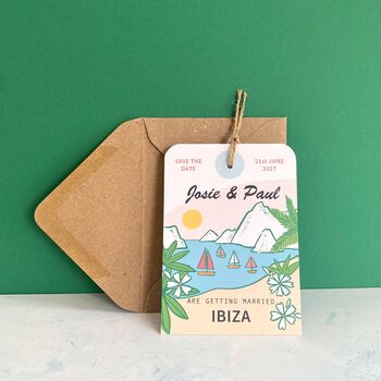Ibiza Illustration Save The Date Luggage Tag, 6 of 8