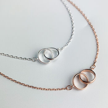 Sterling Silver Interlocking Rings Pendant Necklace, 3 of 7