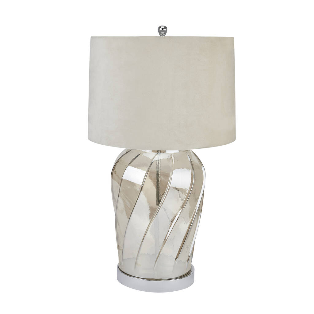 Glass Lamp With Velvet Shade, 1 of 3