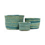 Leta: Turquoise And Gold Tie Dye Woven Storage Basket, thumbnail 9 of 9