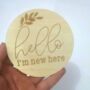 Wooden Baby Announcement Hello Engraved Sign, thumbnail 6 of 9