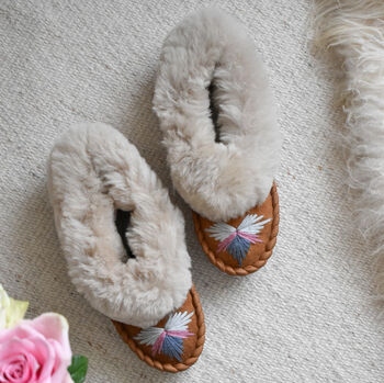 Bloom Handmade Sheepskin Moccasin Slippers, 3 of 5