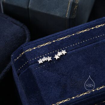Star Trio Screw Back Earrings In Sterling Silver, 2 of 12