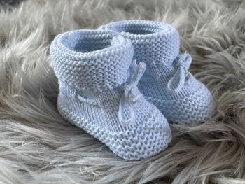 Light Blue Knitted Baby Booties, 3 of 7