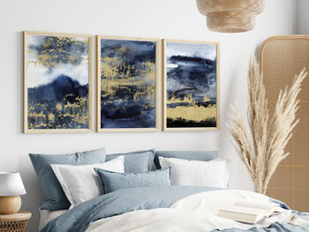 Watercolour Blue And Gold No.One, 3 of 7