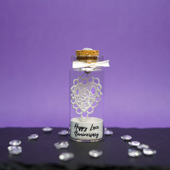 Personalised 13th Heart Lace Anniversary Mini Bottle Gift, 2 of 3