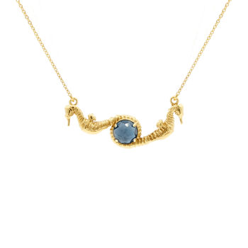 Seahorse Blue Topaz Necklace – Gold/Silver, 3 of 7