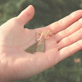 Triangle Earrings 18k Geometric Jewellery, 6 of 7