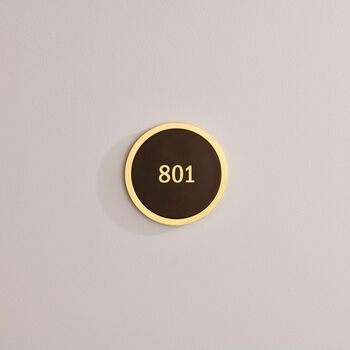 Personalised Solid Brass Door Plaque Sign With Leather Insert, 2 of 12