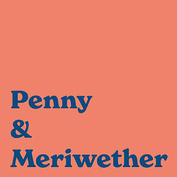 A black and white text logo with a rectangular box surrounding the words Penny & Meriwether