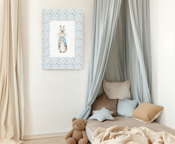 Bunny Rabbit Pastel Blue Set Of Two Nursery Art Prints, 5 of 5