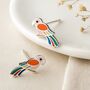 Sterling Silver Colourful Parrot Enamel Stud Earrings, thumbnail 1 of 4