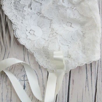 Sheer Lace Christening Bonnet Holly, 8 of 10