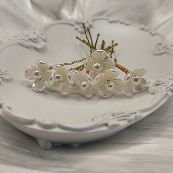 Set Of Six Pearl Flower Hair Pins, 7 of 13