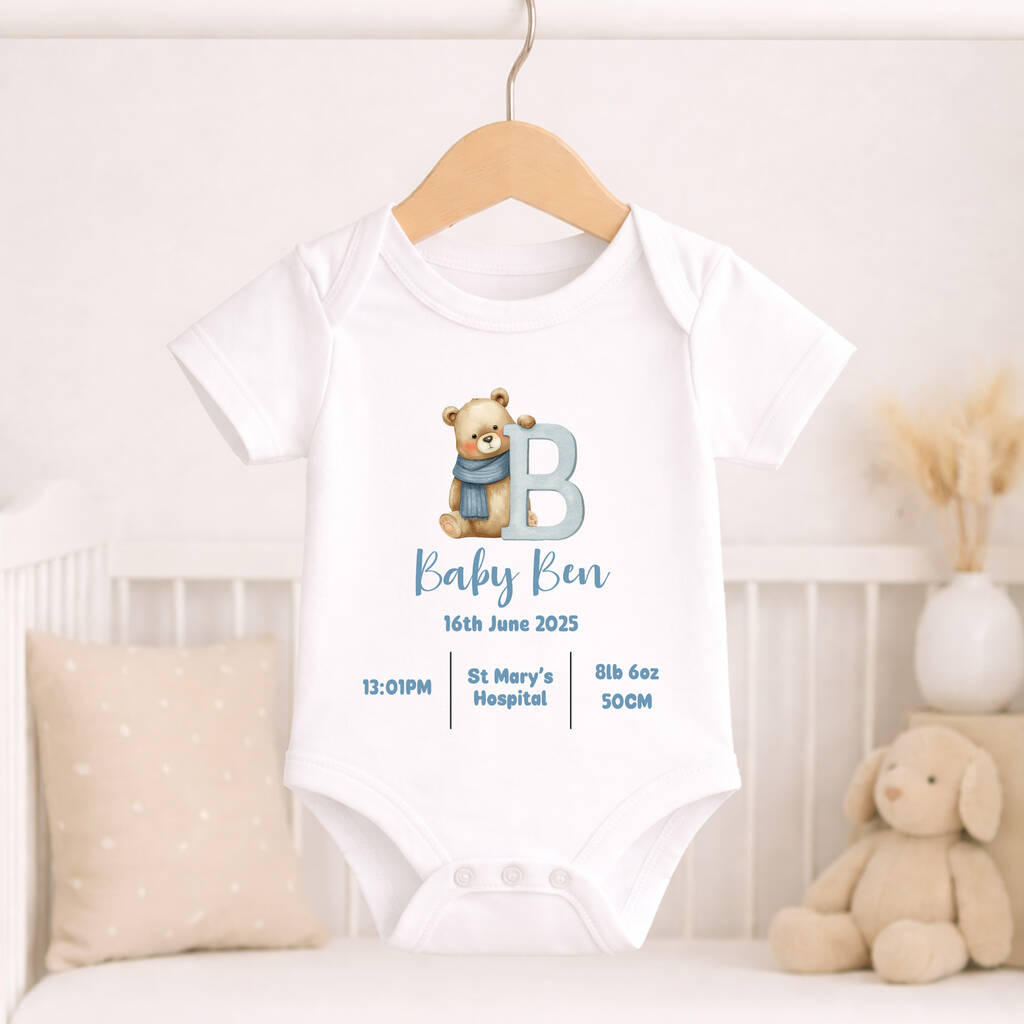 Personalised Baby Birth Announcement Outfit, 1 of 9