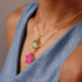 Hot Pink Druzy Gemstone Gold Plated Necklace, thumbnail 1 of 5