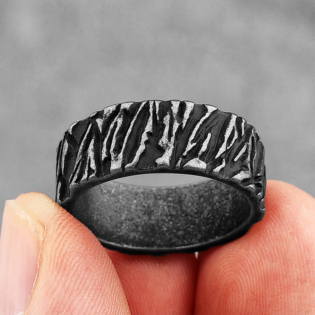 Personalised Dark Gunmetal Steel Viking Volcano Ring, 1 of 11