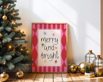 Merry And Bright Christmas Art Print, 2 of 4