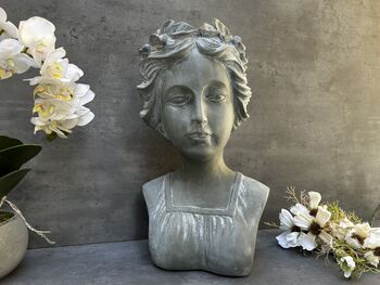 38cm Grey Female Bust Statue Elegant Lady Head Decor, 7 of 12