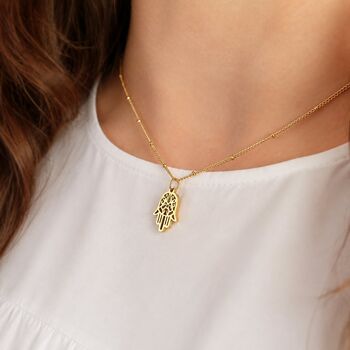 Waterproof Dainty Hamsa Charm Necklace, 2 of 6
