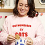Outnumbered By Cats Womens Sweatshirt Jumper, thumbnail 2 of 7