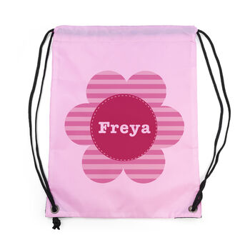 Personalised Classic Pink Flower Waterproof Swim Bag, 7 of 8
