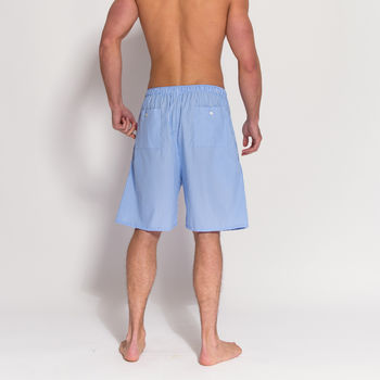 Men's Blue And White Striped Pyjama Shorts, 2 of 3
