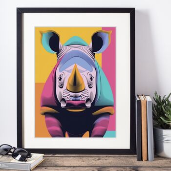 Graphic Rhinoceros Illustration Art Print, 2 of 4