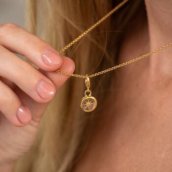 18ct Gold White Star Resin Disc Charm Necklace, 2 of 7