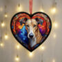 Greyhound Stained Glass Effect Heart Suncatcher, thumbnail 5 of 5