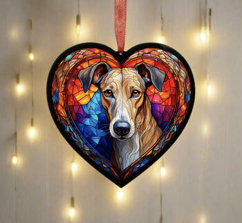 Greyhound Stained Glass Effect Heart Suncatcher, 5 of 5