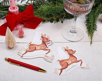 Christmas Place Card With Reindeer Design, 2 of 4