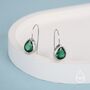 Emerald Green Droplet Drop Hook Earrings In Sterling Silver, thumbnail 5 of 11