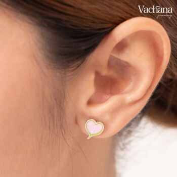 Enamel Bodhi Leaf Gold Vermeil, Sterling Silver Earrings, 6 of 11