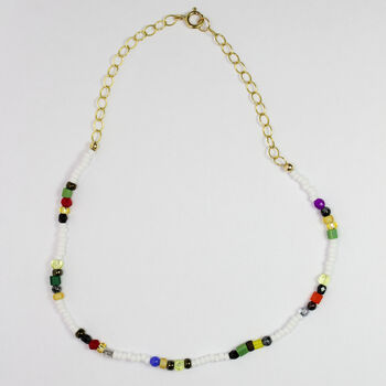 Minnie Colourful Beaded Necklace With Chain, 2 of 3