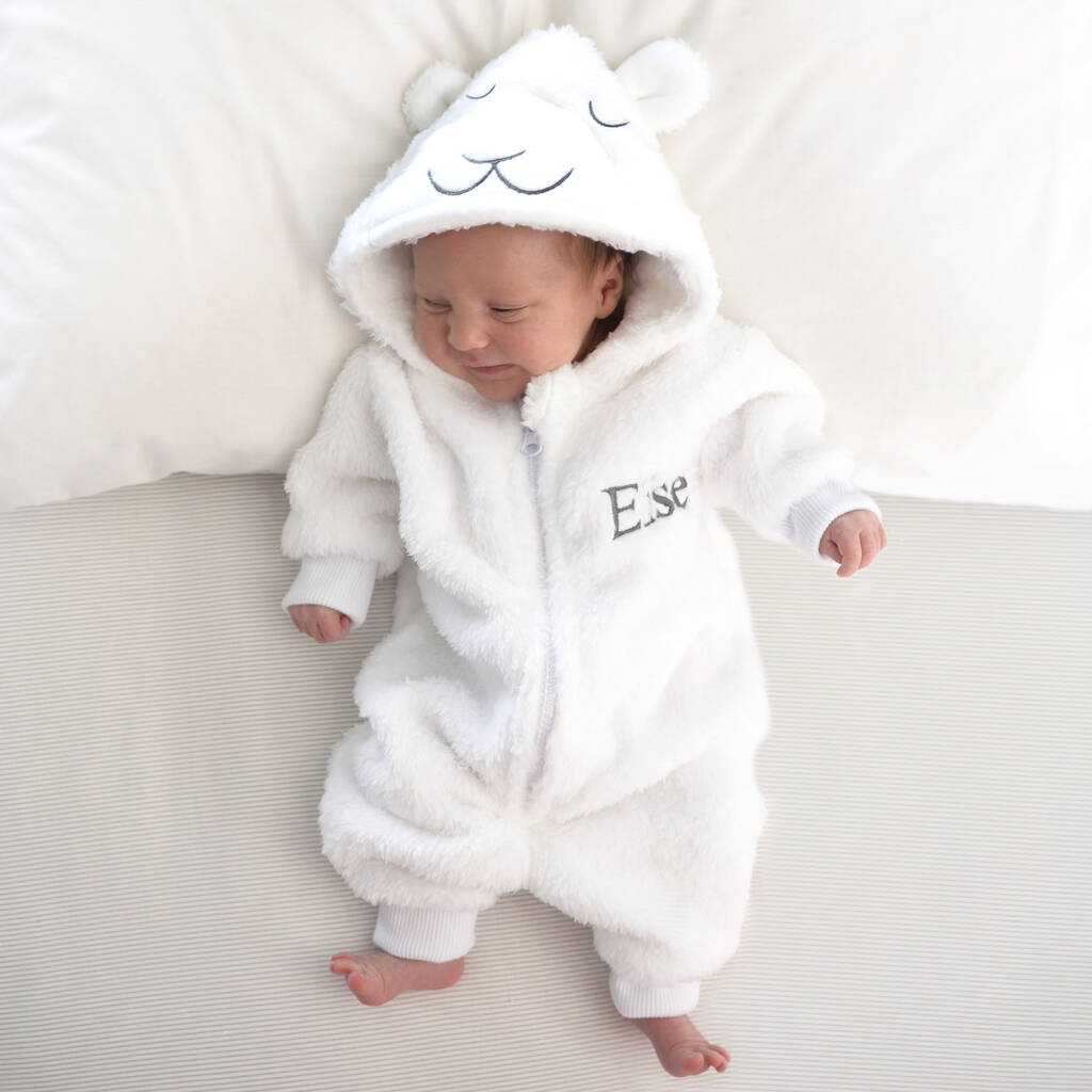 personalised soft lamb baby onesie by a type of design ...