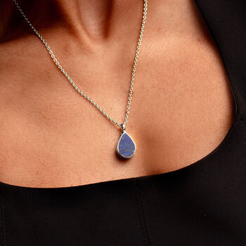 Teardrop Lapis Ashes Urn Necklace 925 Silver, 4 of 8