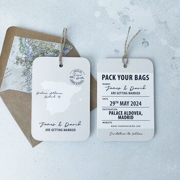 Personalised Destination Wedding Save The Date Map Tag, 7 of 7