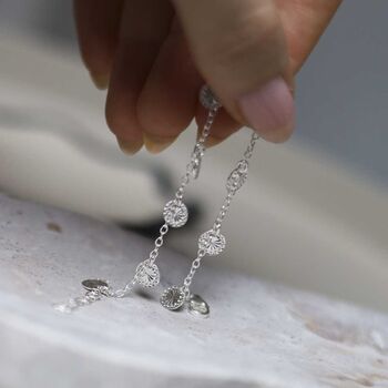 Sterling Silver Diamond Disc Bracelet, 8 of 10