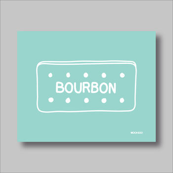 Custard Cream, Jammie Dodger, Bourbon And Digestive Biscuits Set Of Four Blue Prints, 4 of 10