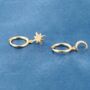 Gold Mismatch Moon And Star Hoop Earrings, Charm Earrings, thumbnail 7 of 8