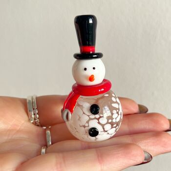 Hand Blown Little Glass Snowman, 3 of 4